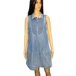 Burberry Brit Denim Sleeveless Pintuck Dress